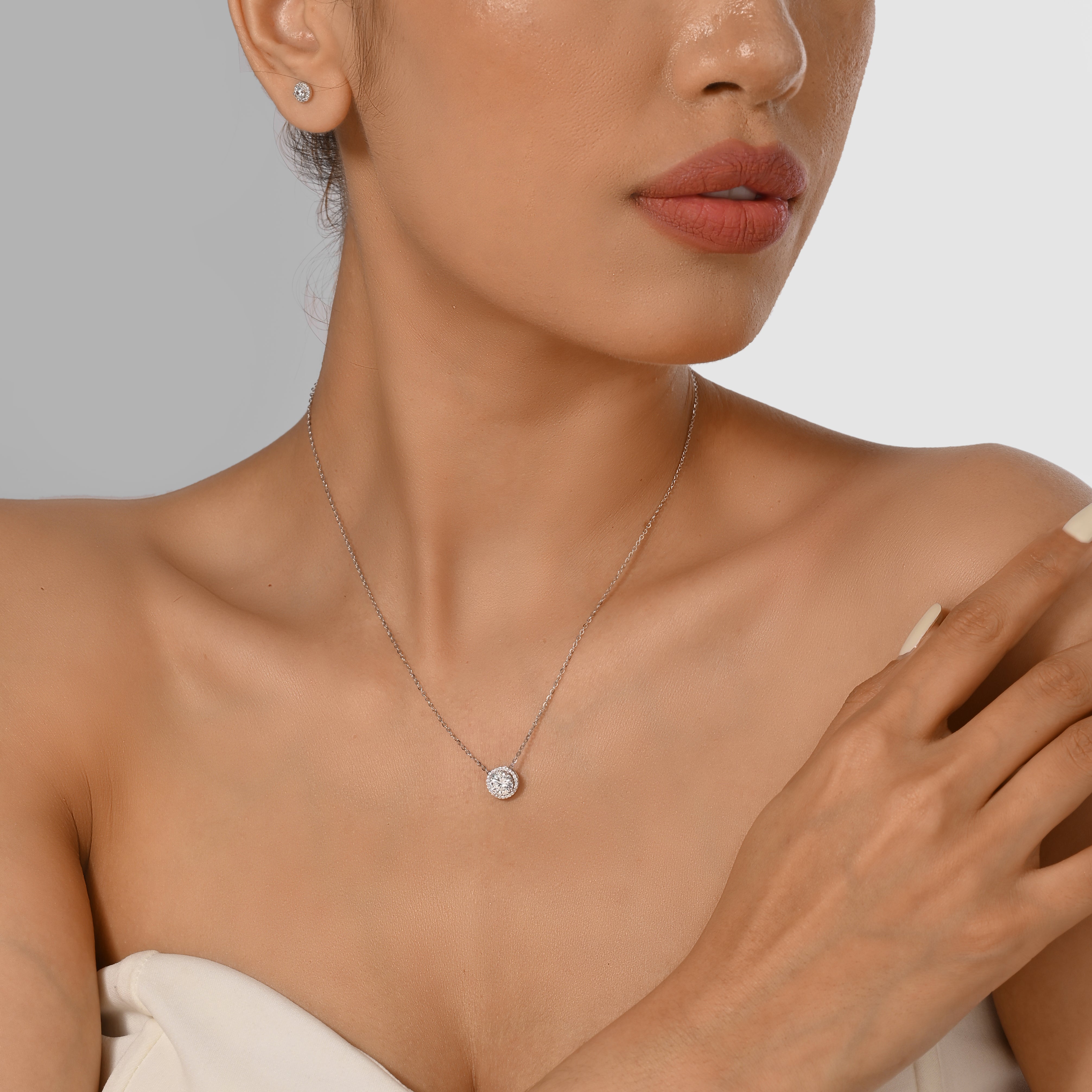 Conjunto de joyas de cristal de halo