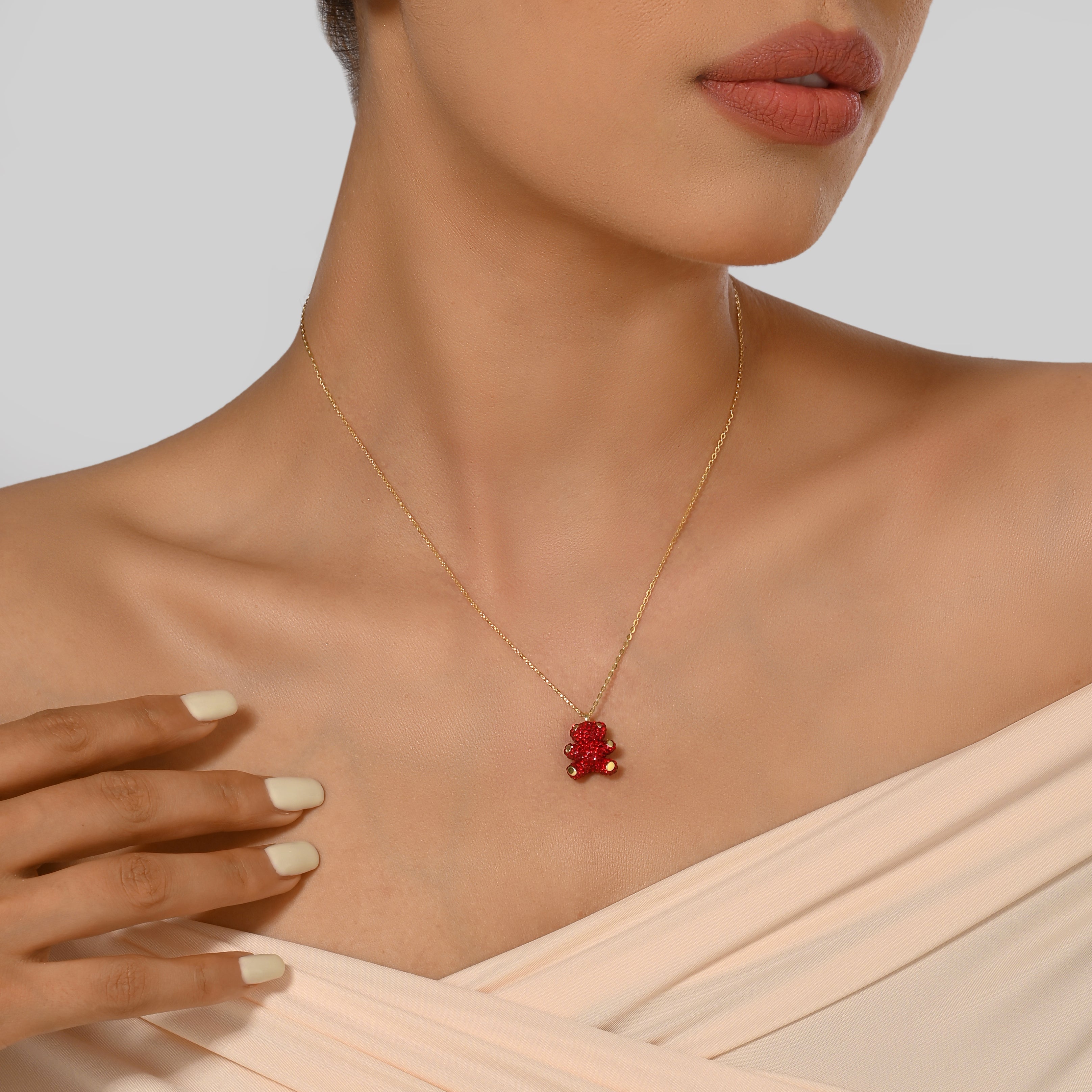 Sterling Silver Twinkling Treasure Double Side Bear Necklace