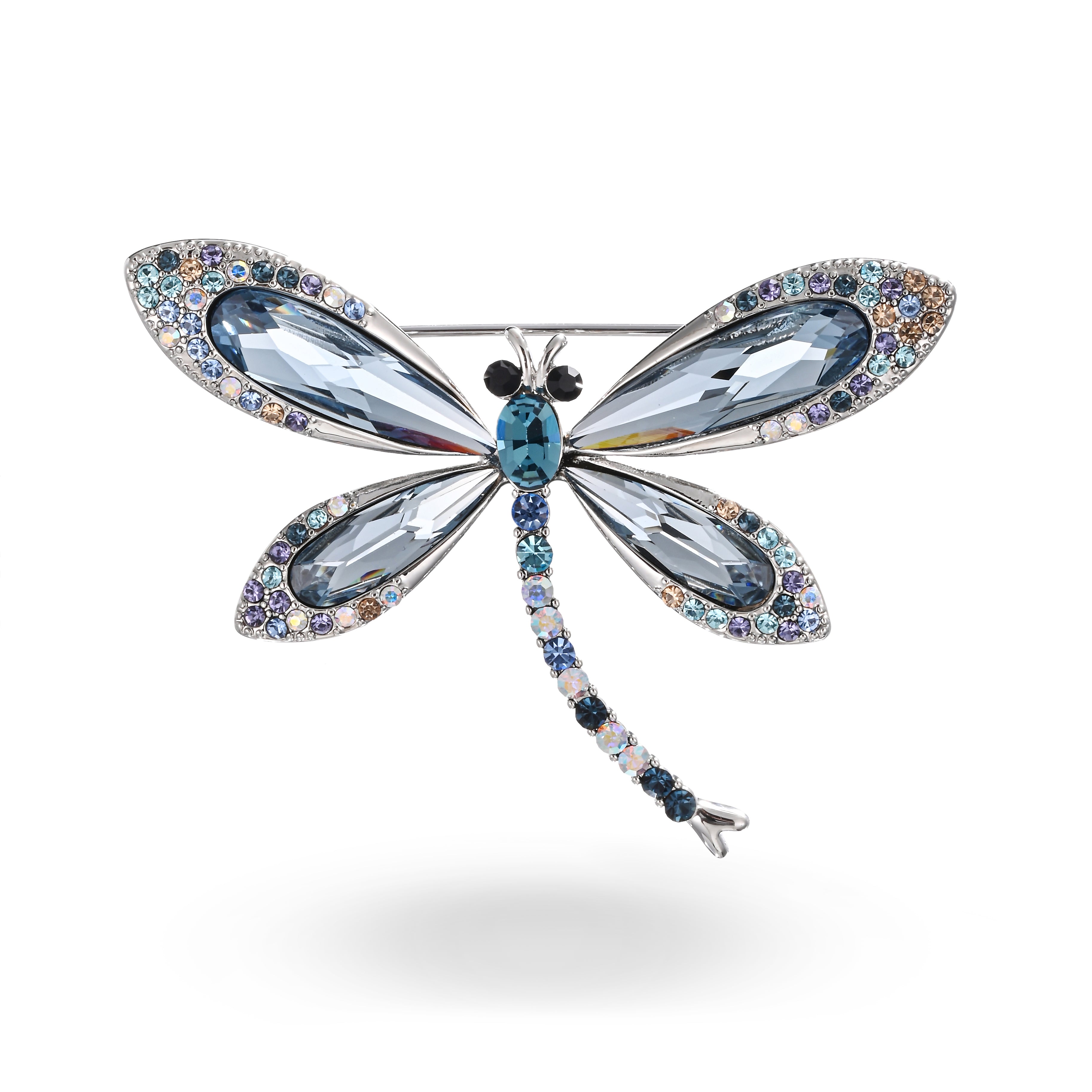 Sapphire Crystal Dragonfly Brooch