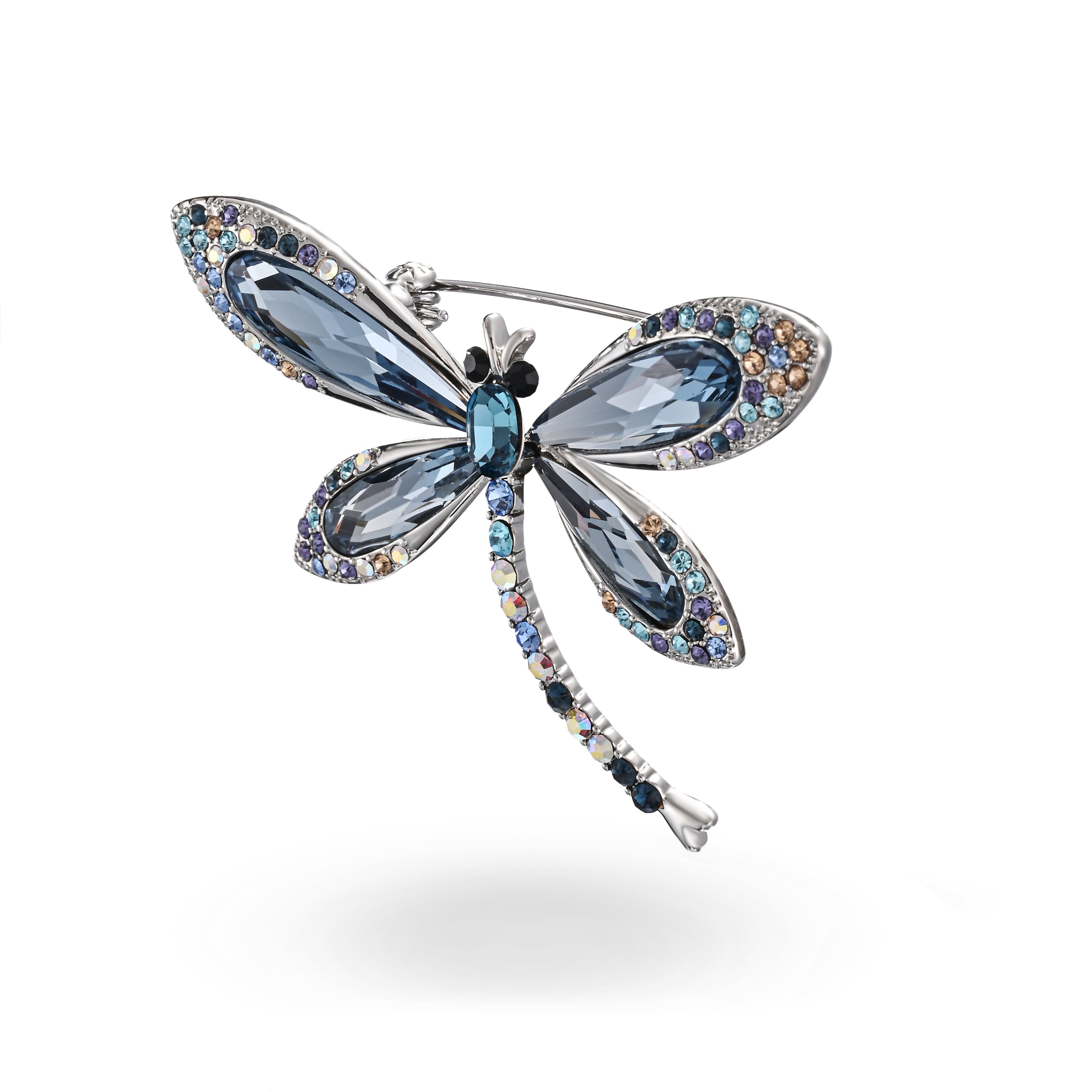 Broche de libélula de cristal de zafiro