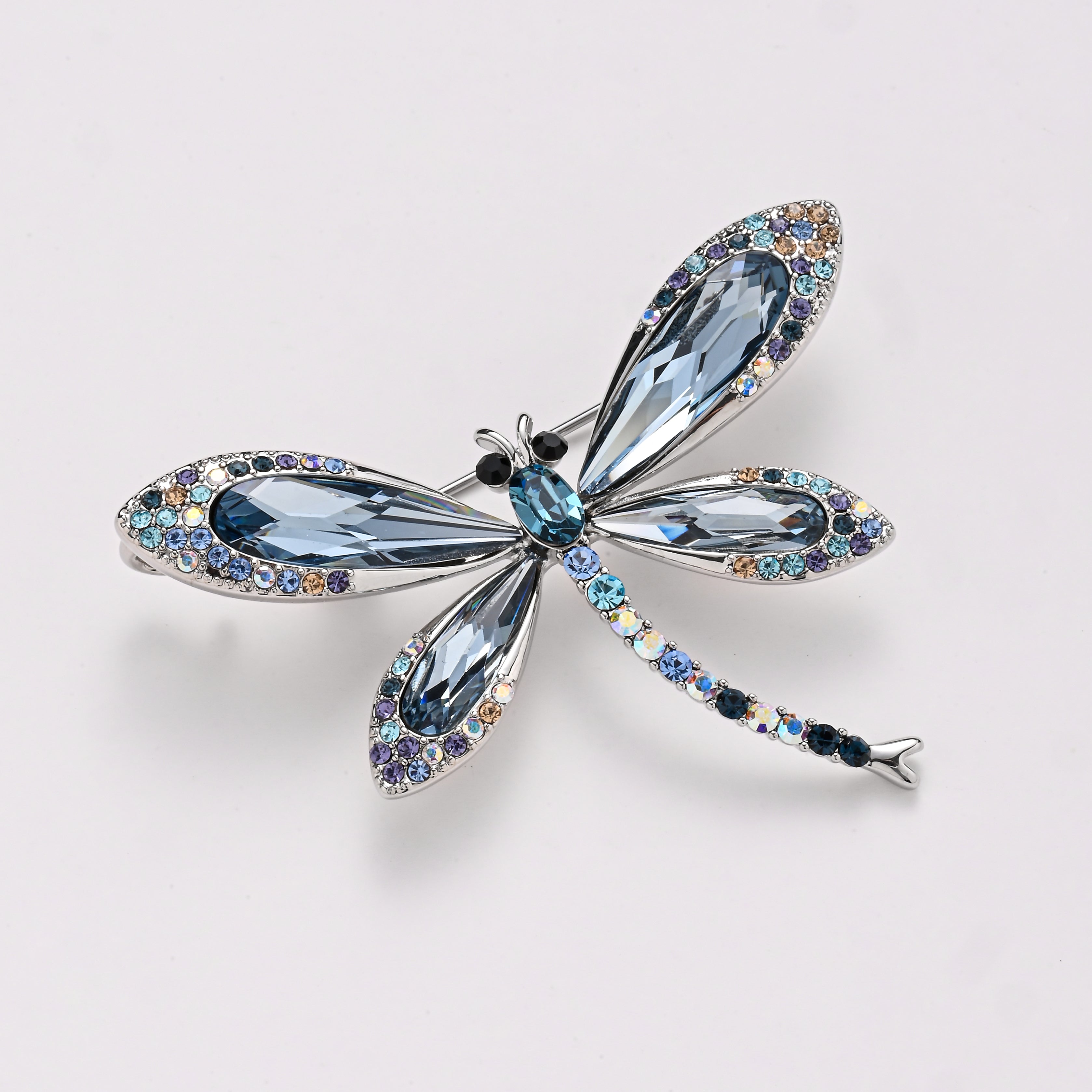 Broche de libélula de cristal de zafiro