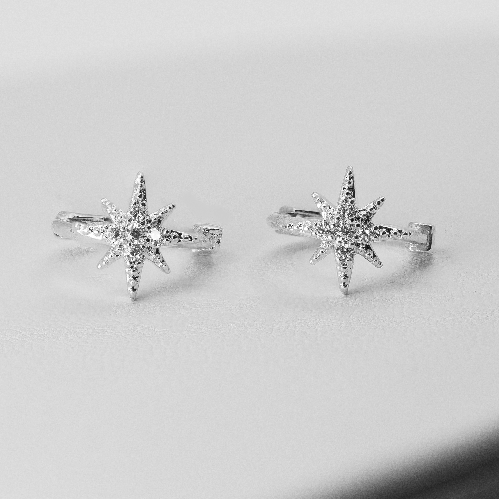 Star Huggie Hoops Silver