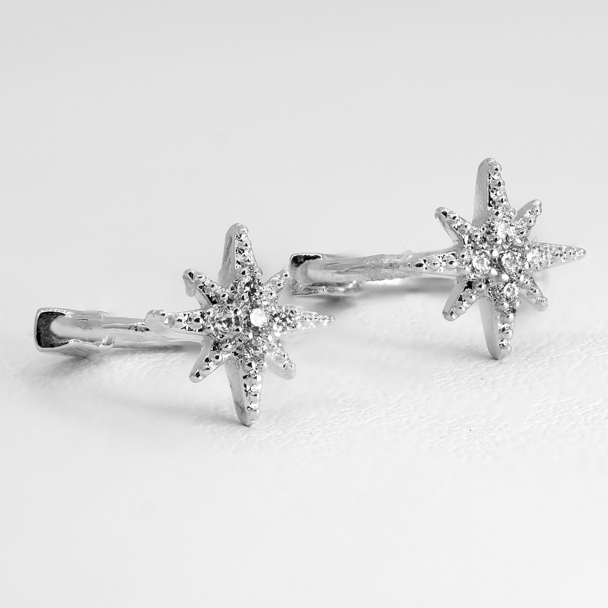 Star Huggie Hoops Silver