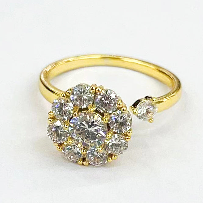 Anillo abierto con flor de cristal