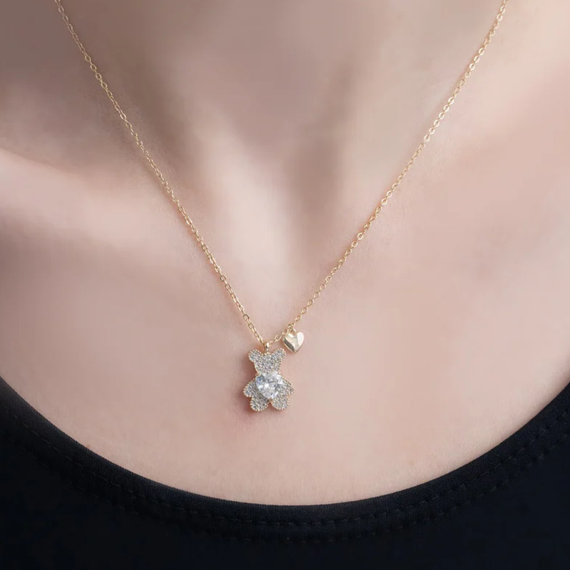 Collar de oso dulce con doble amor
