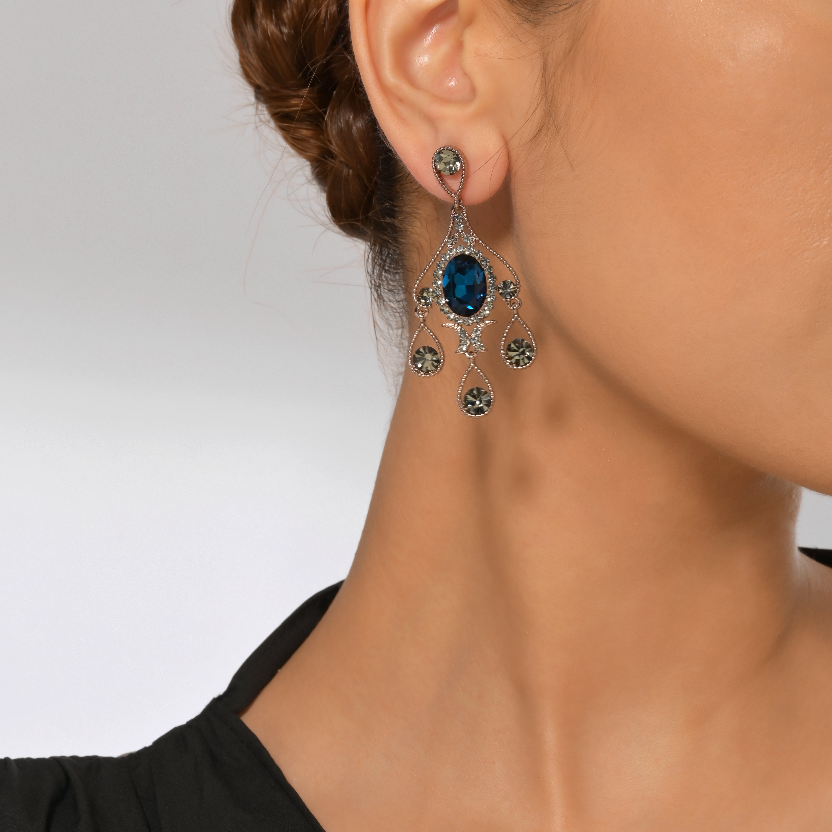 Pendientes vintage de araña de zafiro