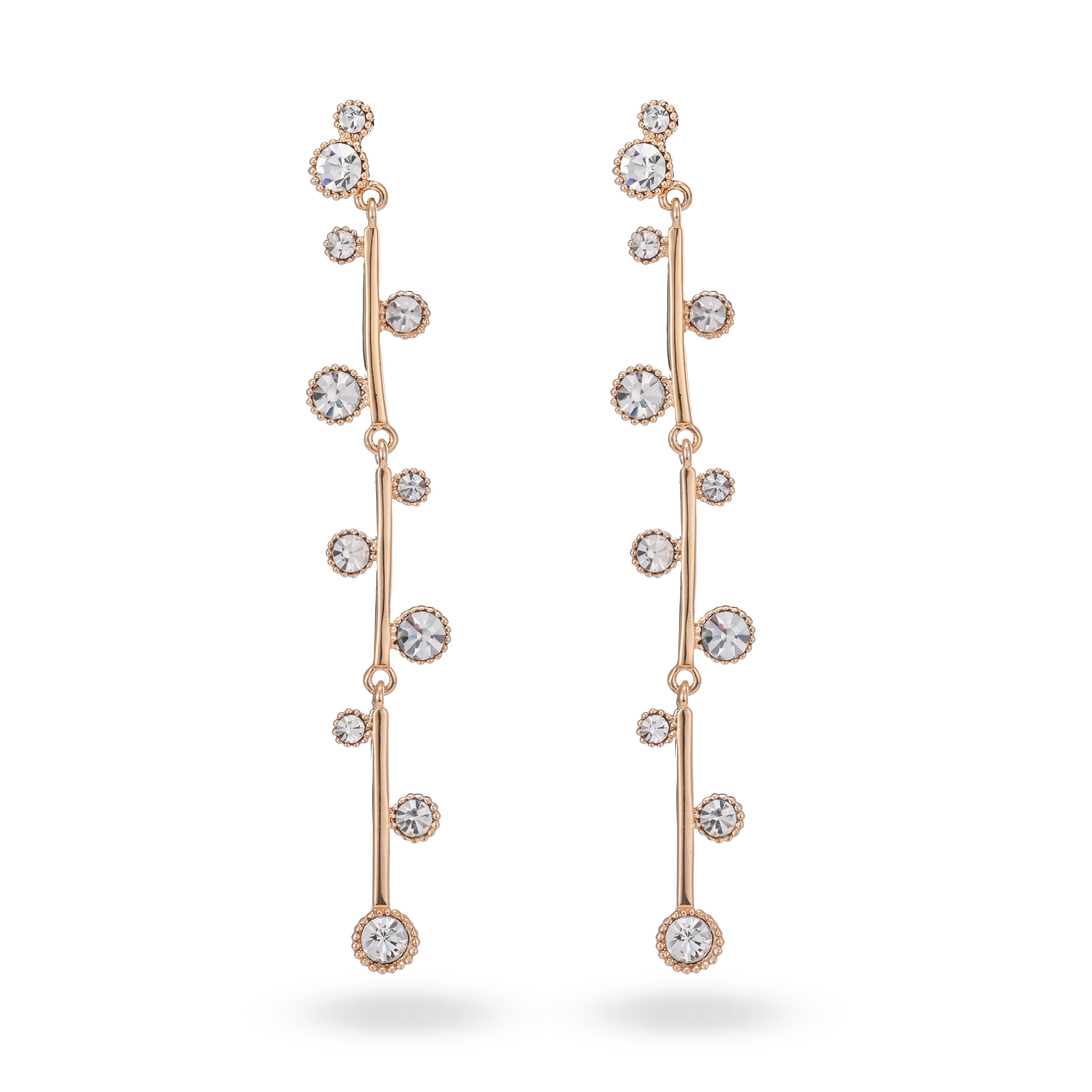 Elegantes pendientes colgantes de cristal dorado