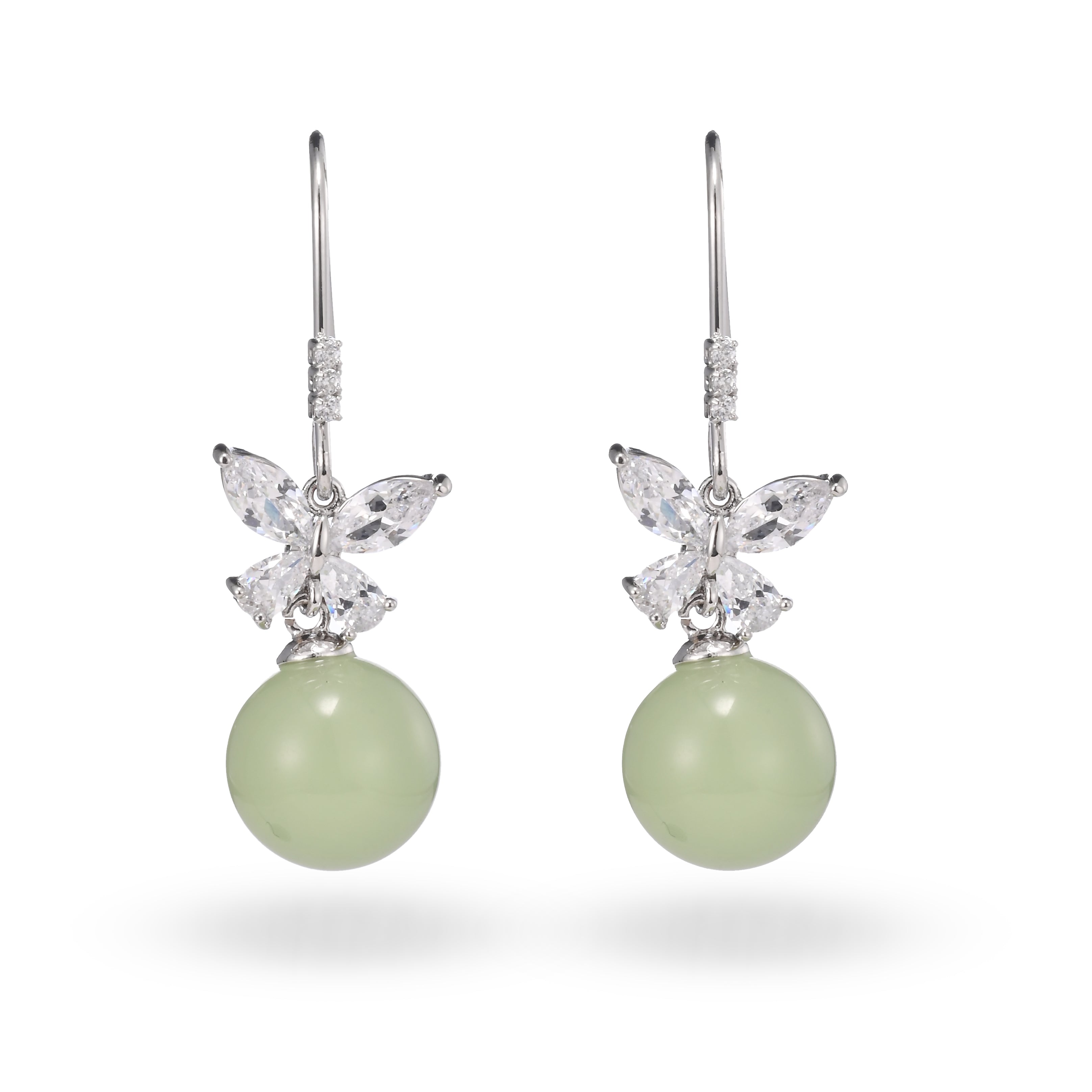 Pendientes colgantes de mariposa y jade