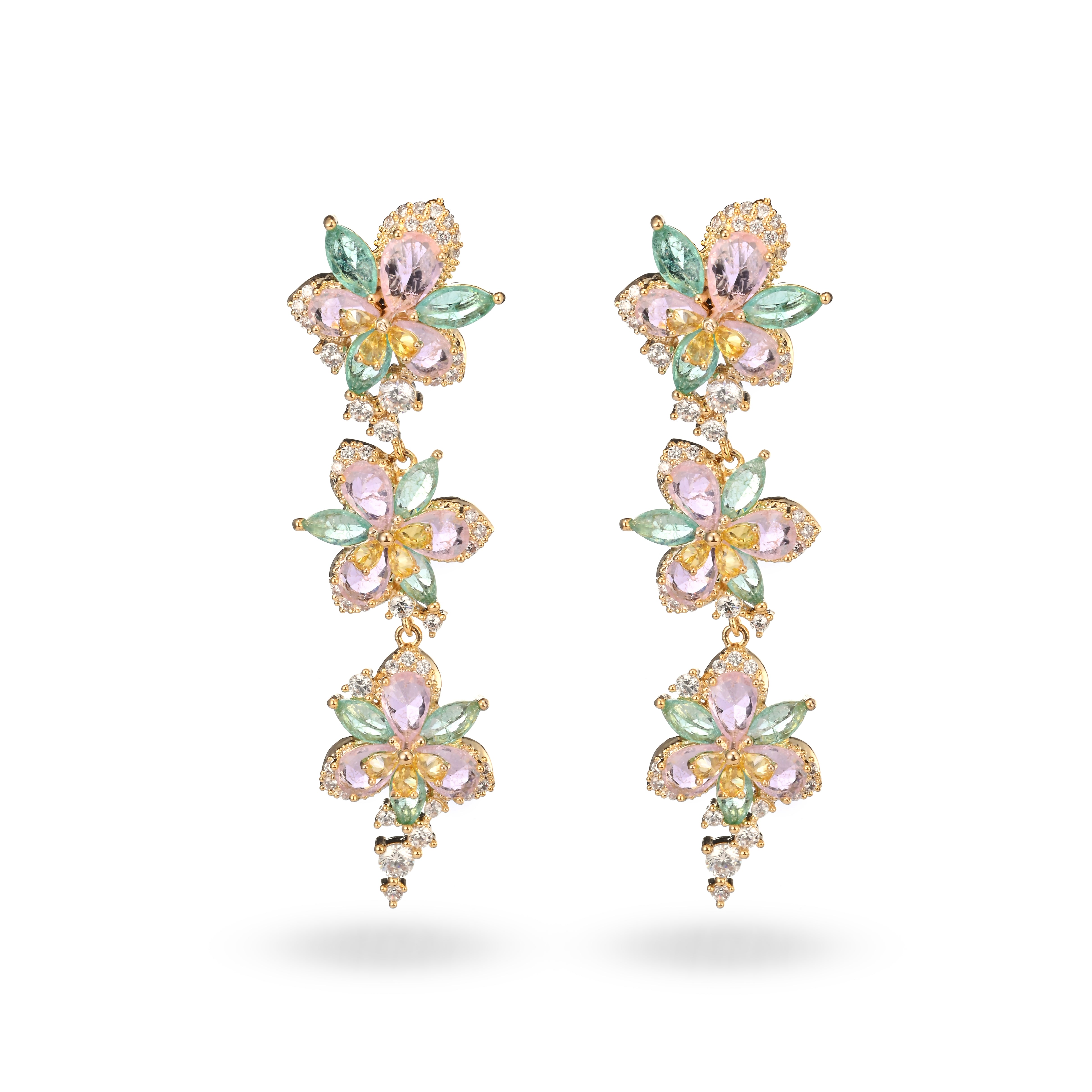 Pendientes colgantes de cristal con diseño floral