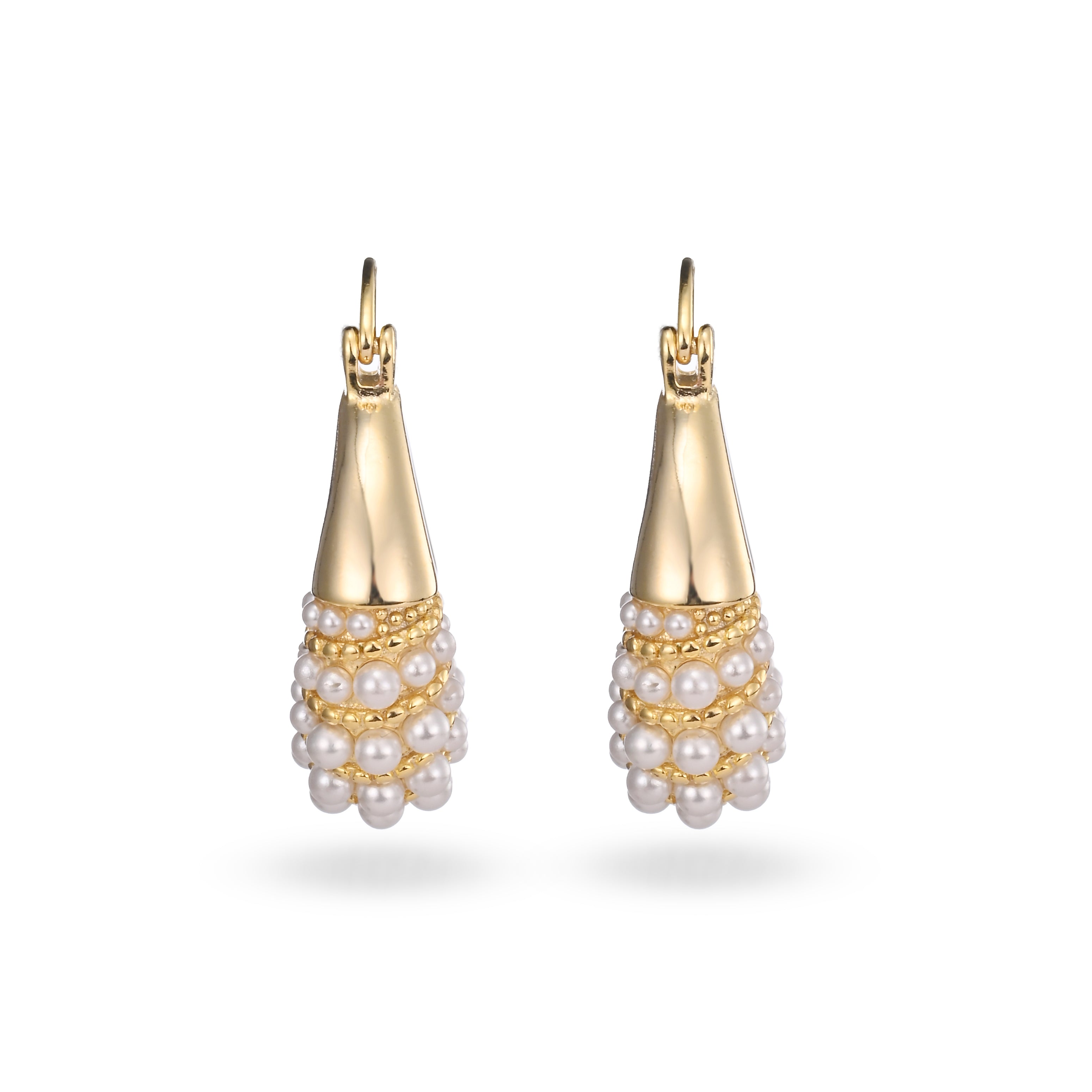 Pendientes de aro con forma de abanico de perlas