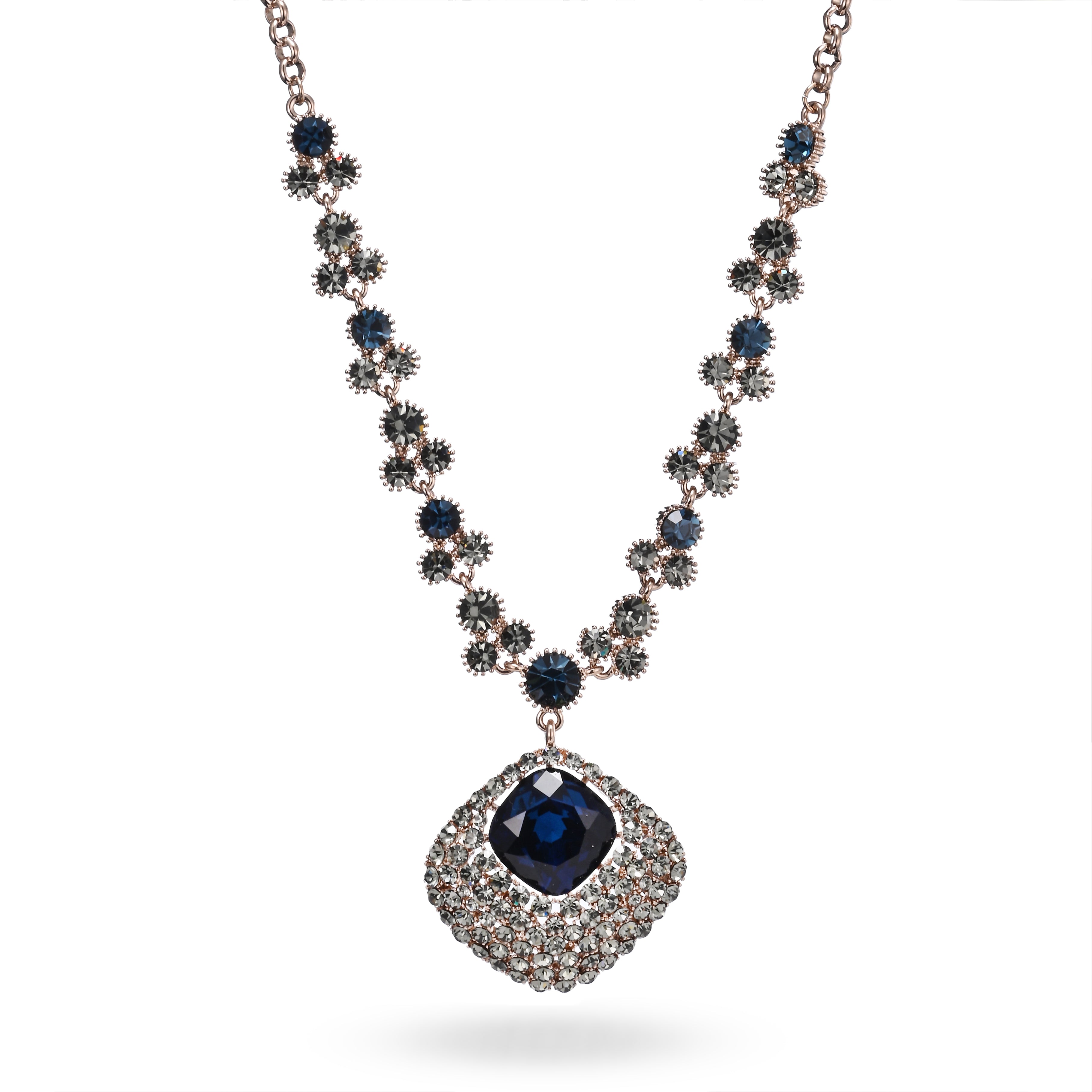 Collar llamativo de cristal azul real