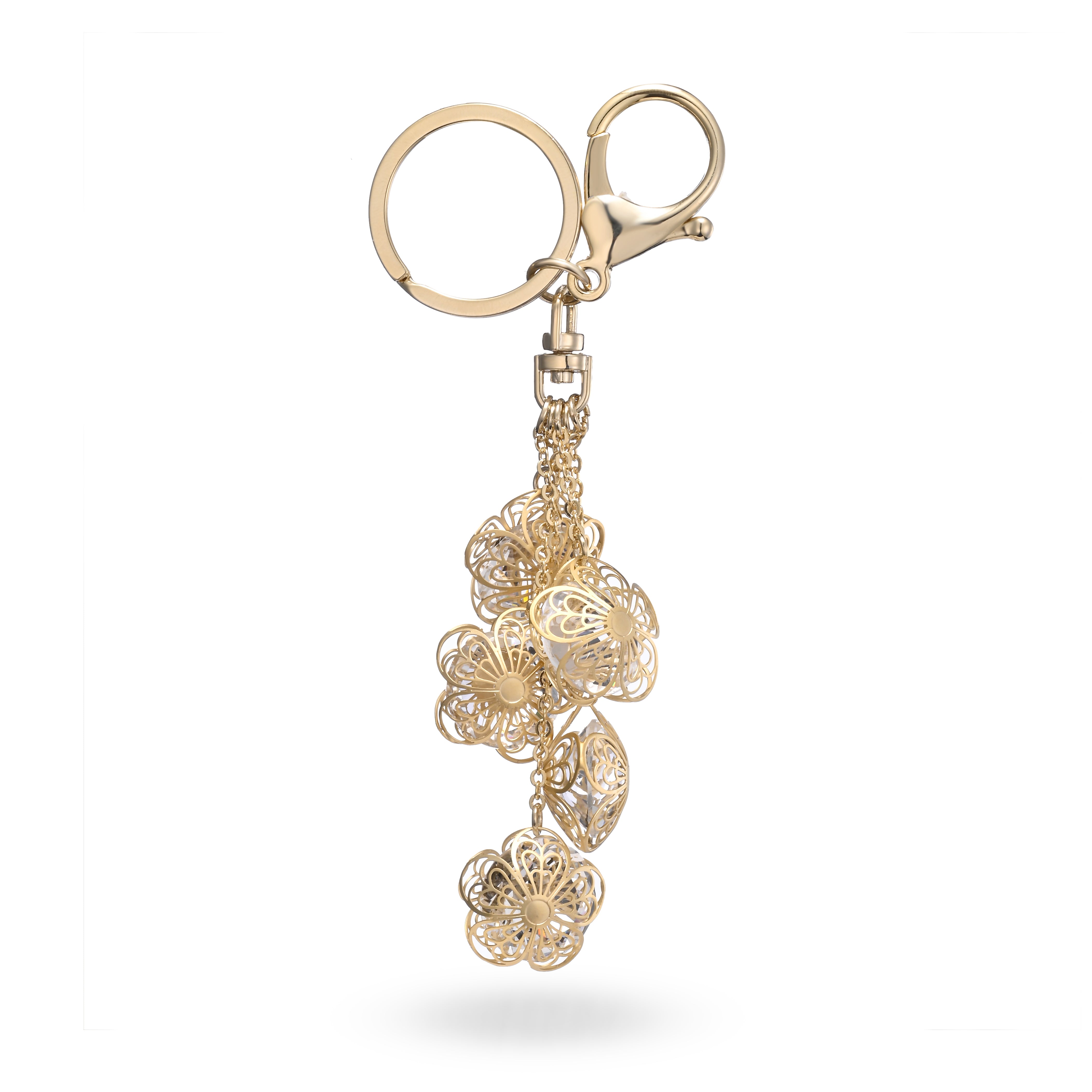 Charm para bolso Cascada de flores doradas