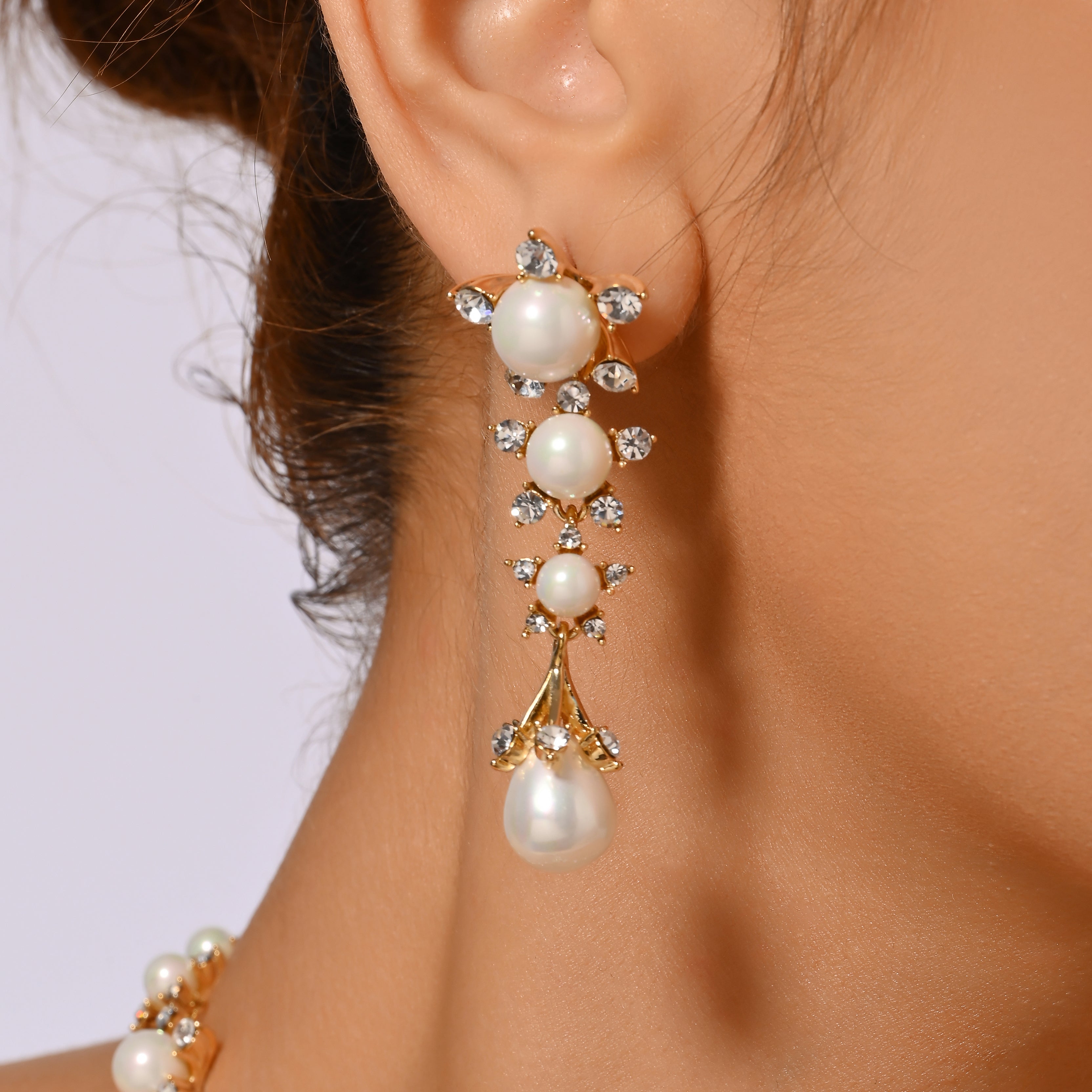 Pendientes colgantes de perla radiante