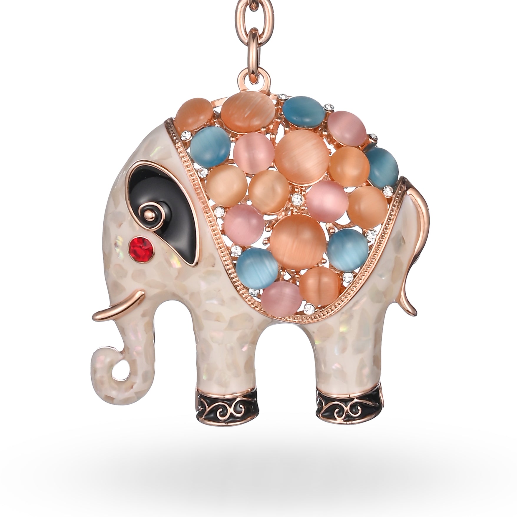 Llavero con dije de elefante pastel para bolso