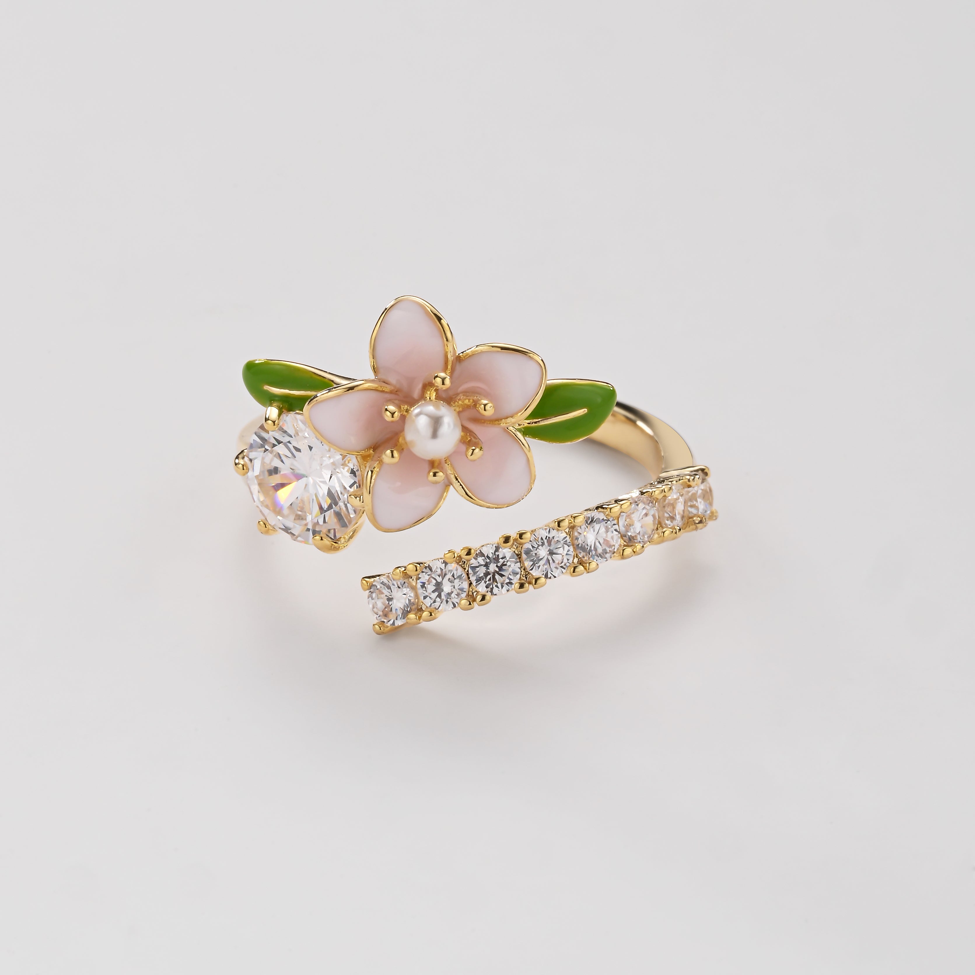 Anillo envolvente de cristal de flor de cerezo