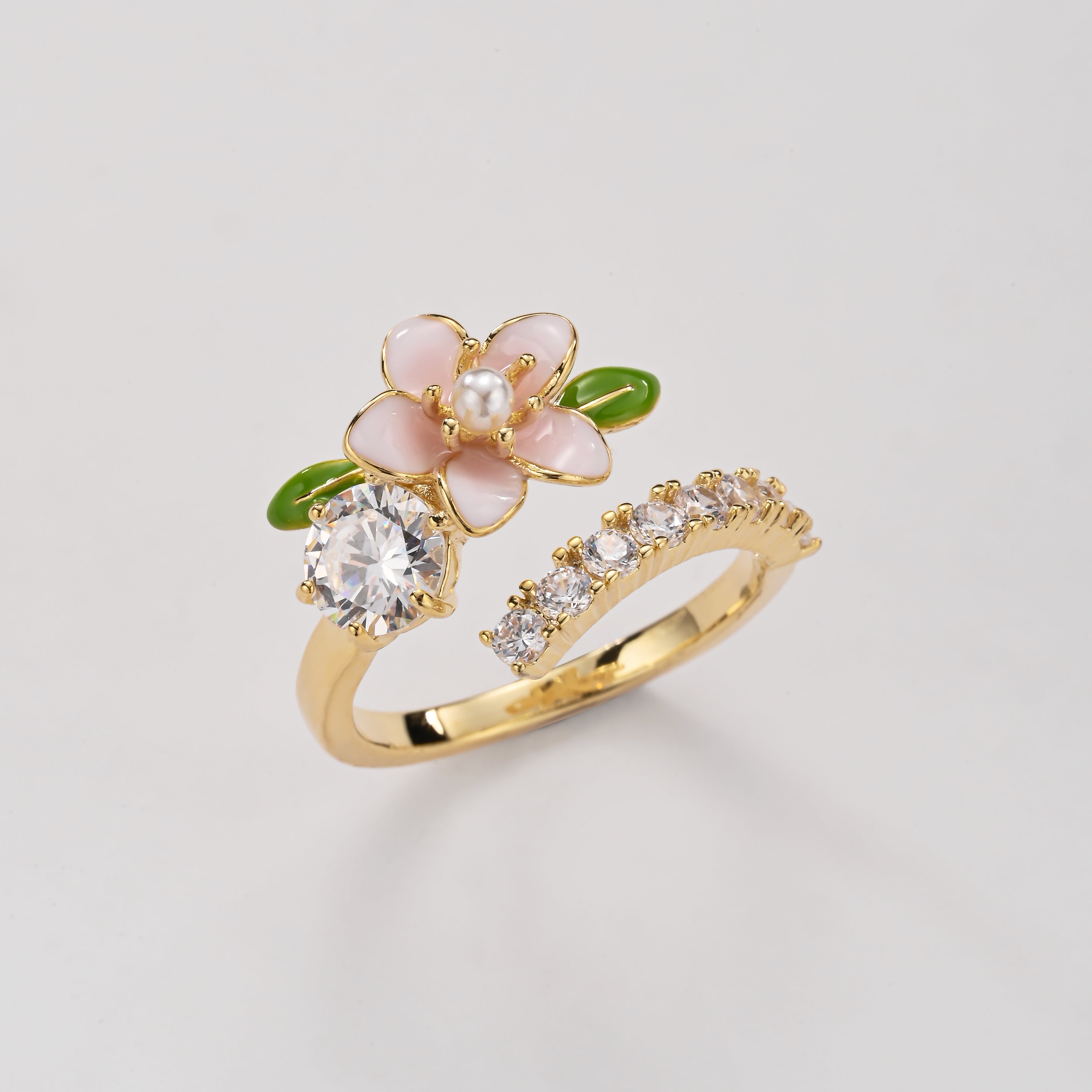 Anillo envolvente de cristal de flor de cerezo