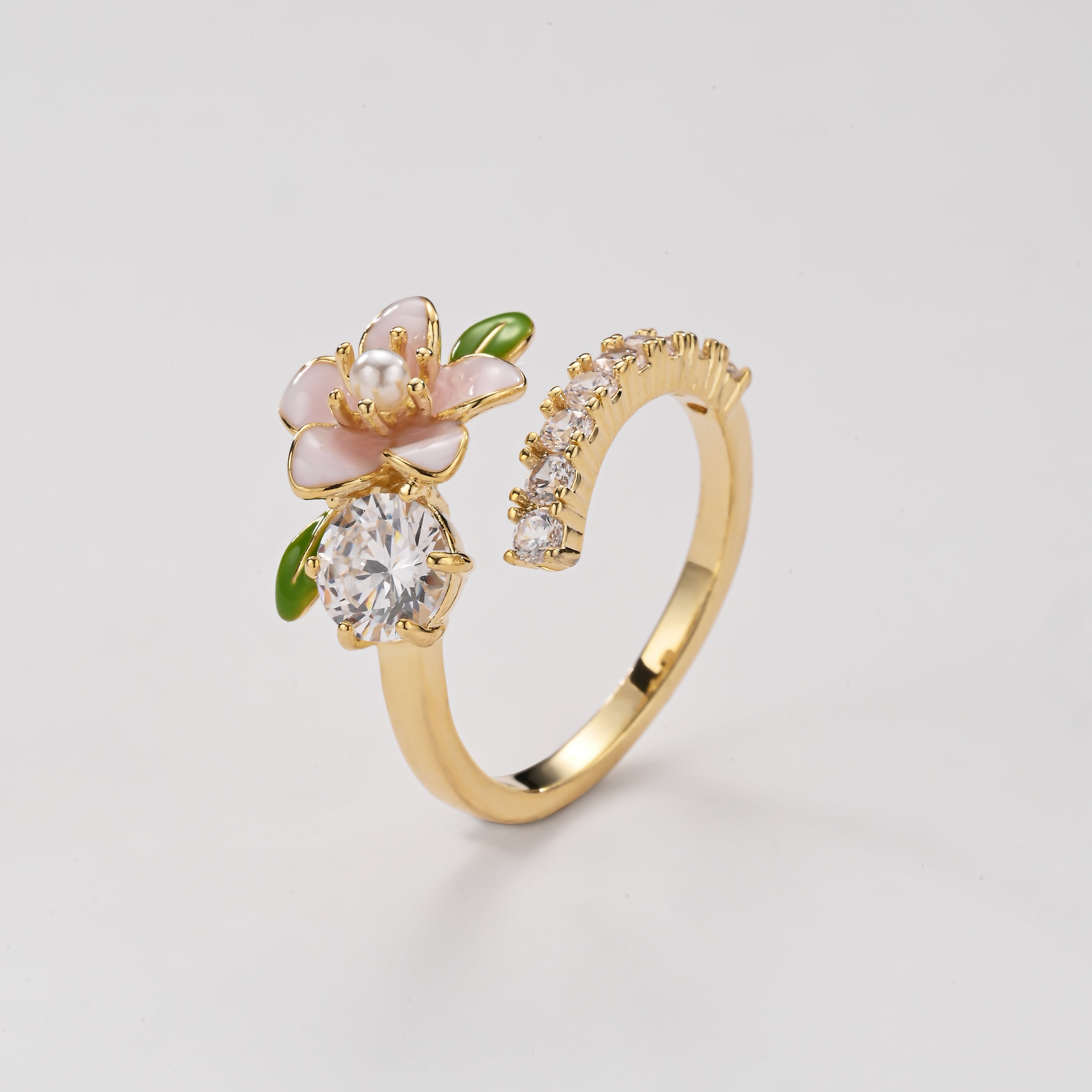 Anillo envolvente de cristal de flor de cerezo