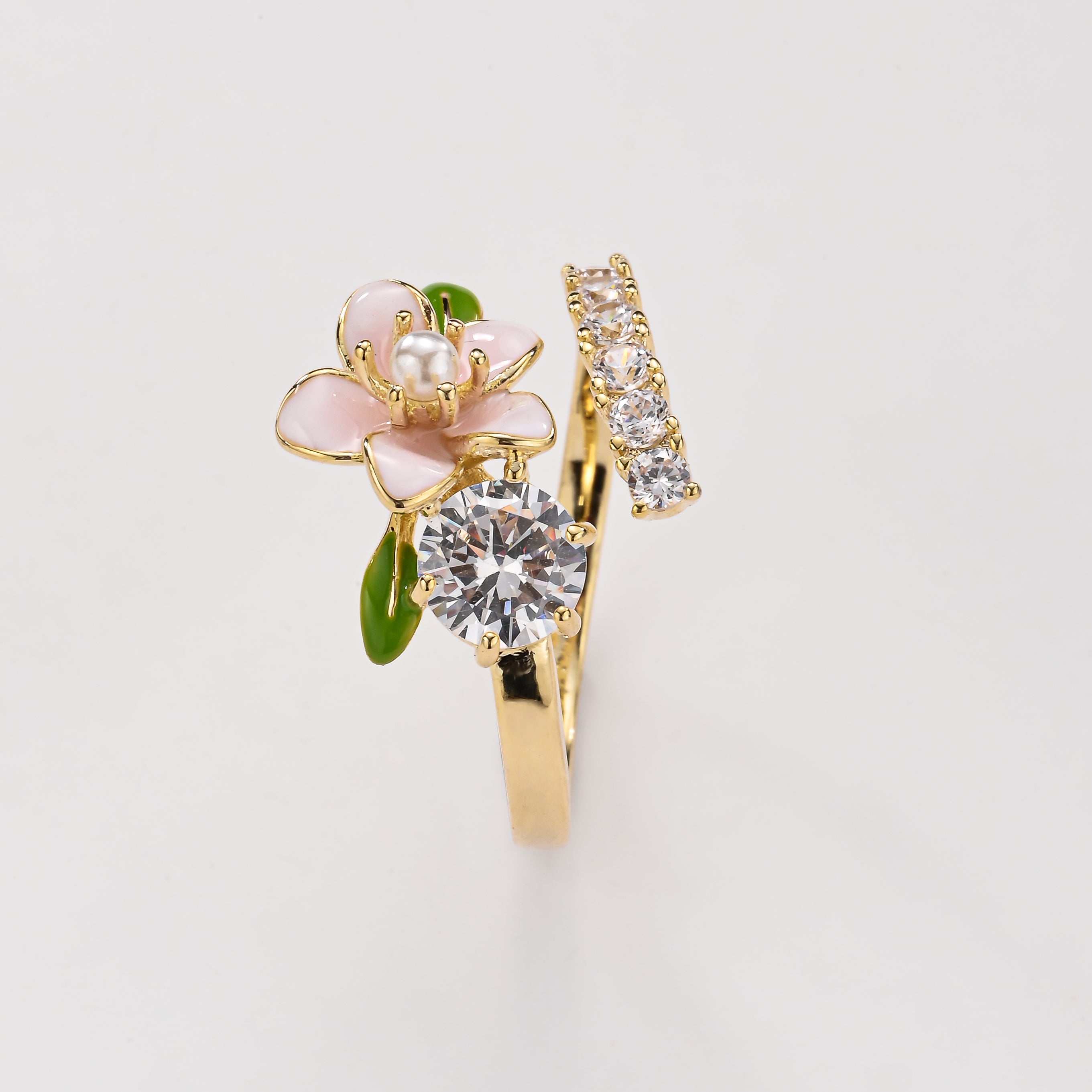 Anillo envolvente de cristal de flor de cerezo