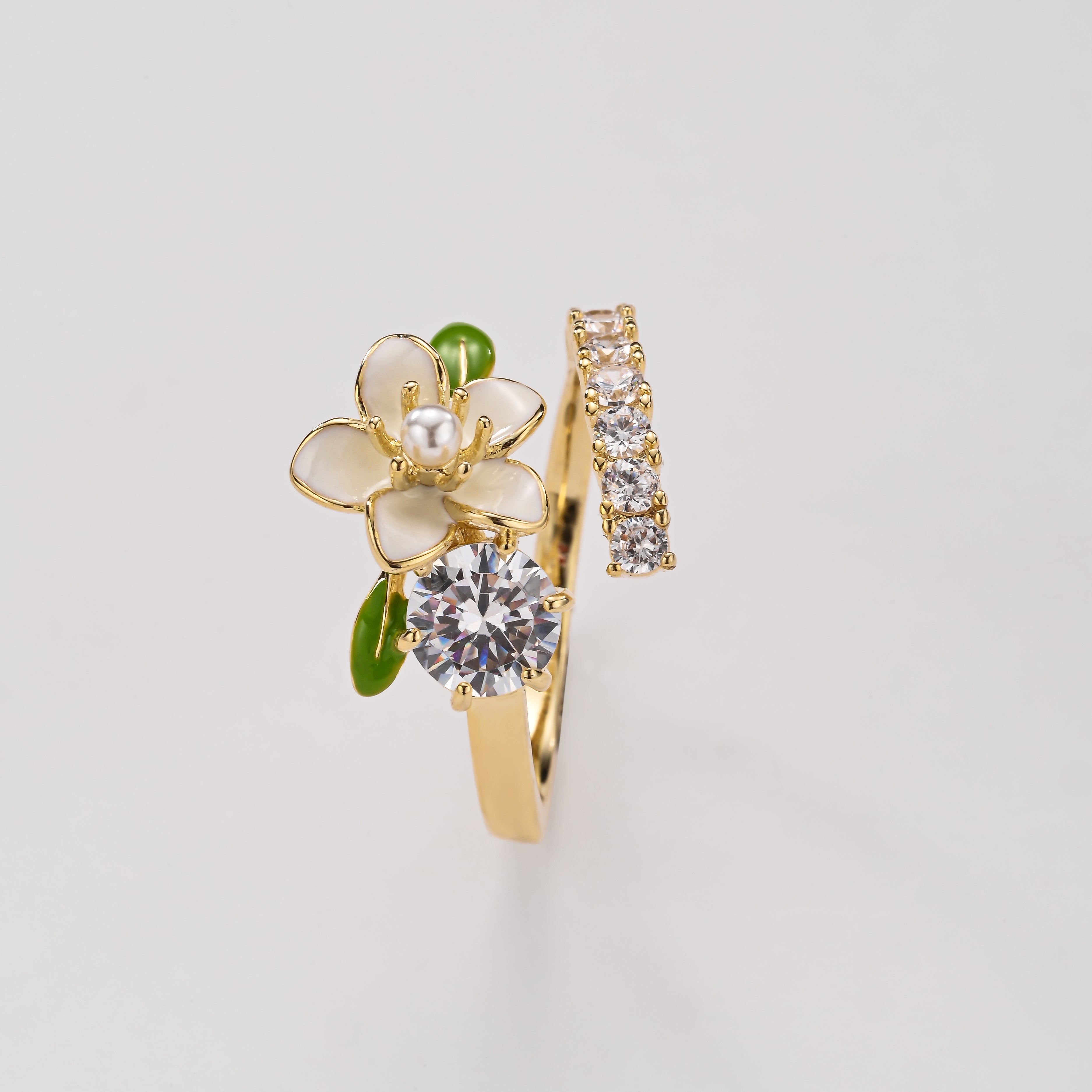 Anillo envolvente de cristal de flor de cerezo