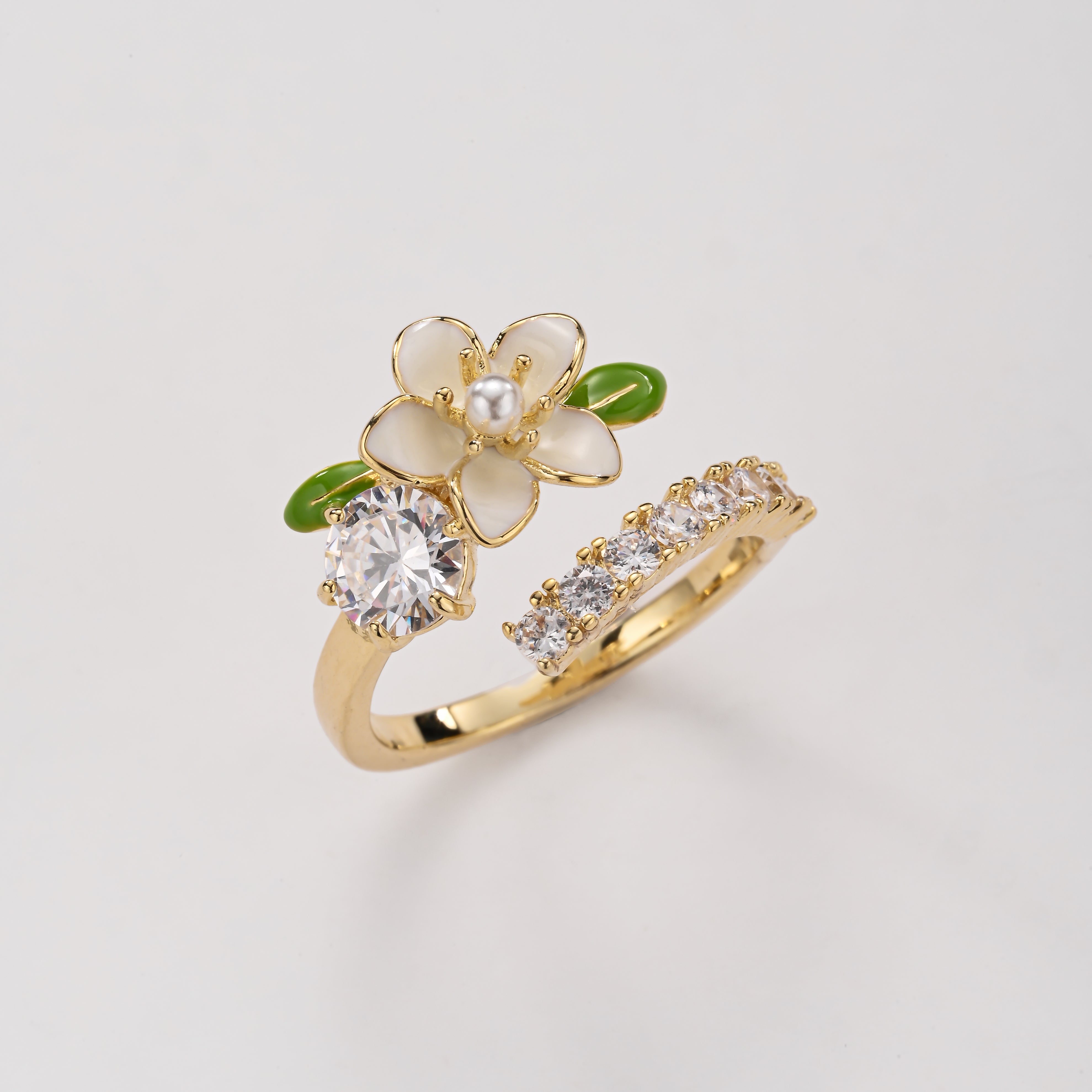 Anillo envolvente de cristal de flor de cerezo