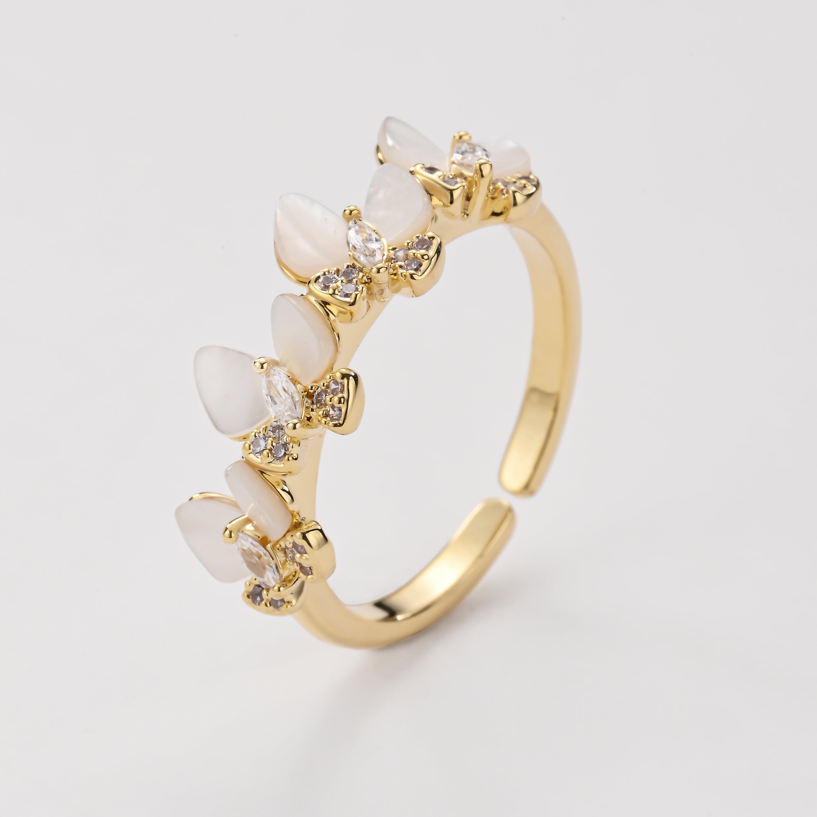 Anillo ajustable con tiara de piedra lunar