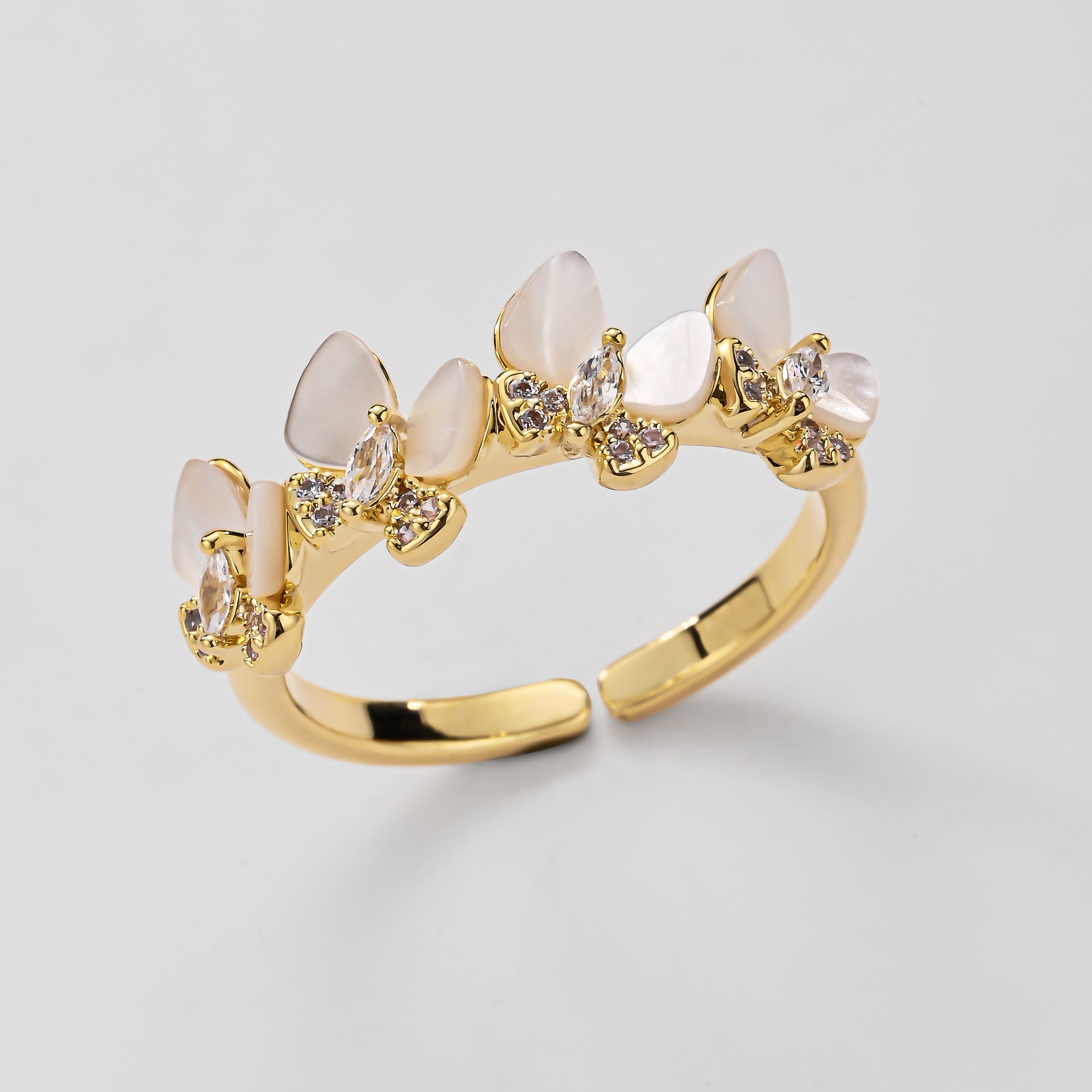 Anillo ajustable con tiara de piedra lunar