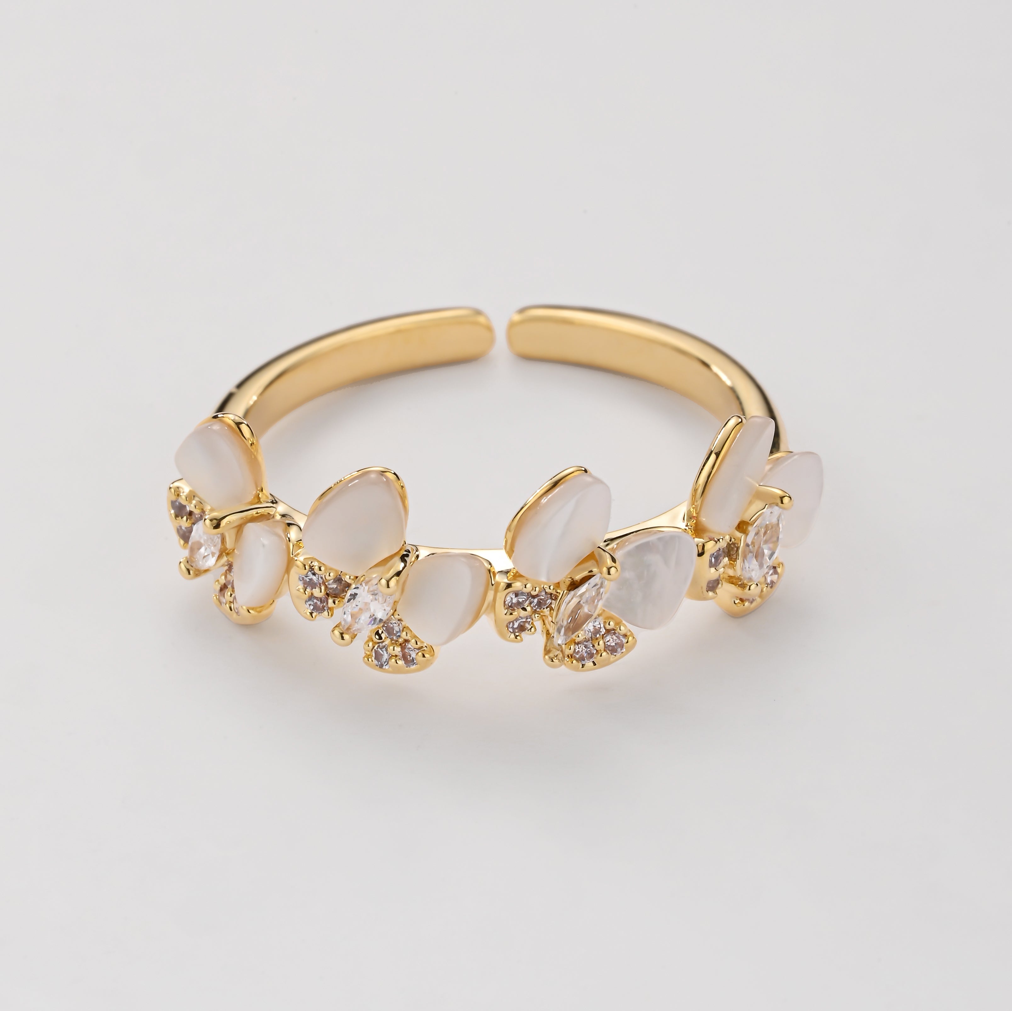 Anillo ajustable con tiara de piedra lunar