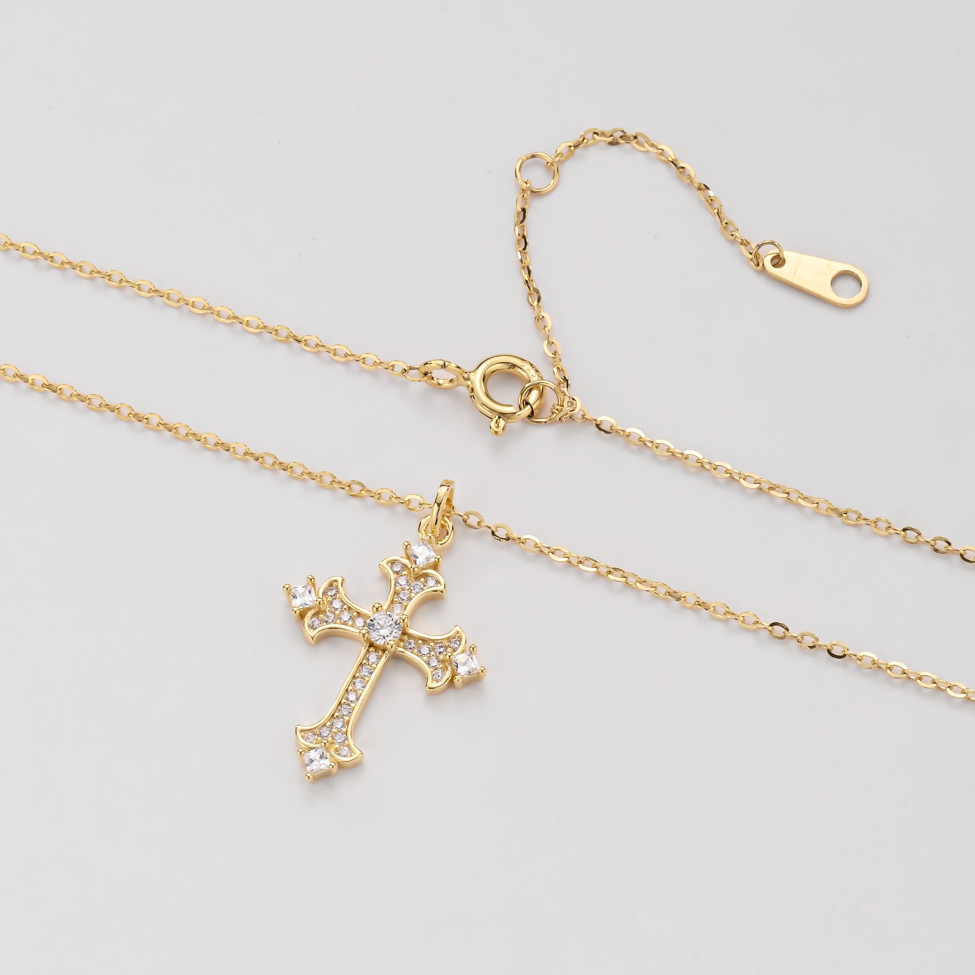 Silver Twisted Chain Cross Pendant Necklace