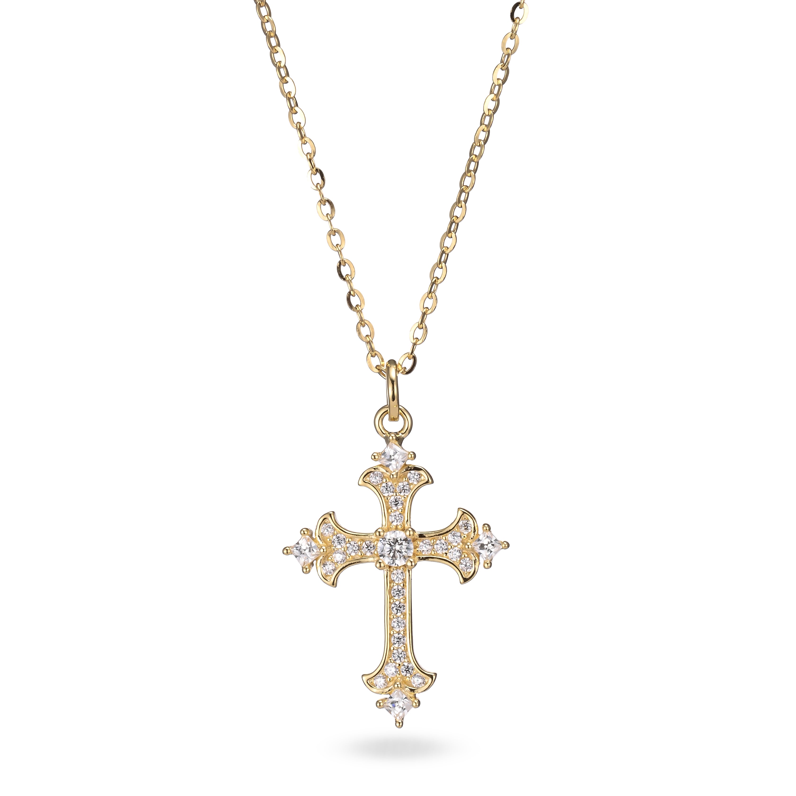 Silver Twisted Chain Cross Pendant Necklace