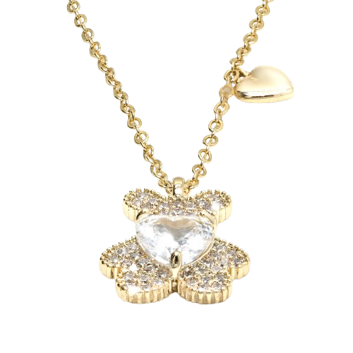 Collar de oso dulce con doble amor