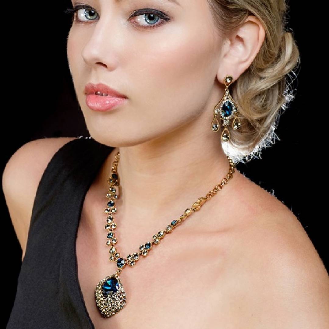 Royal Blue Crystal Statement Necklace