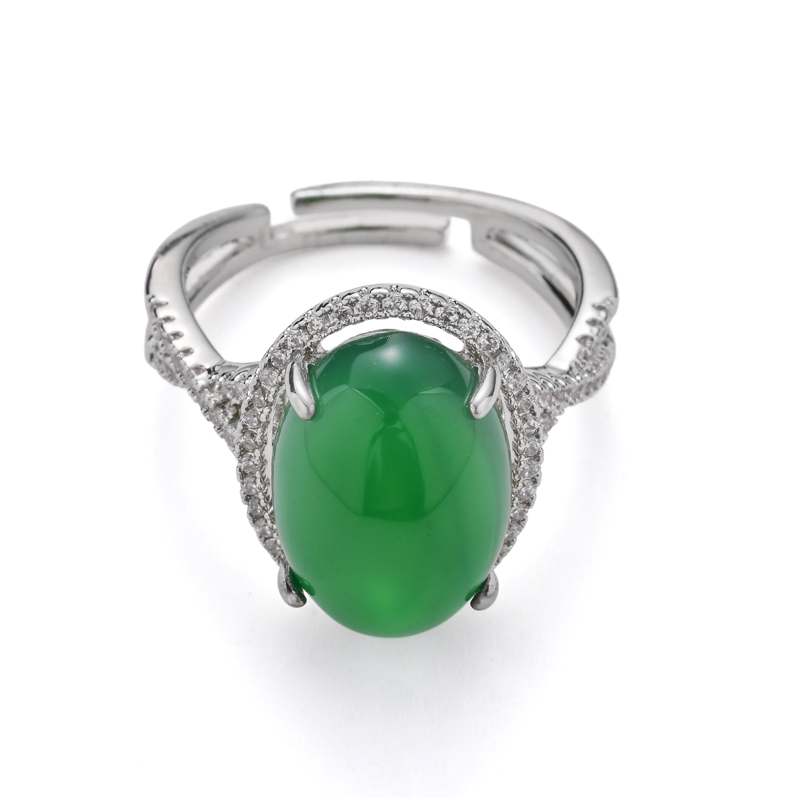 Anillo clásico de halo de jade