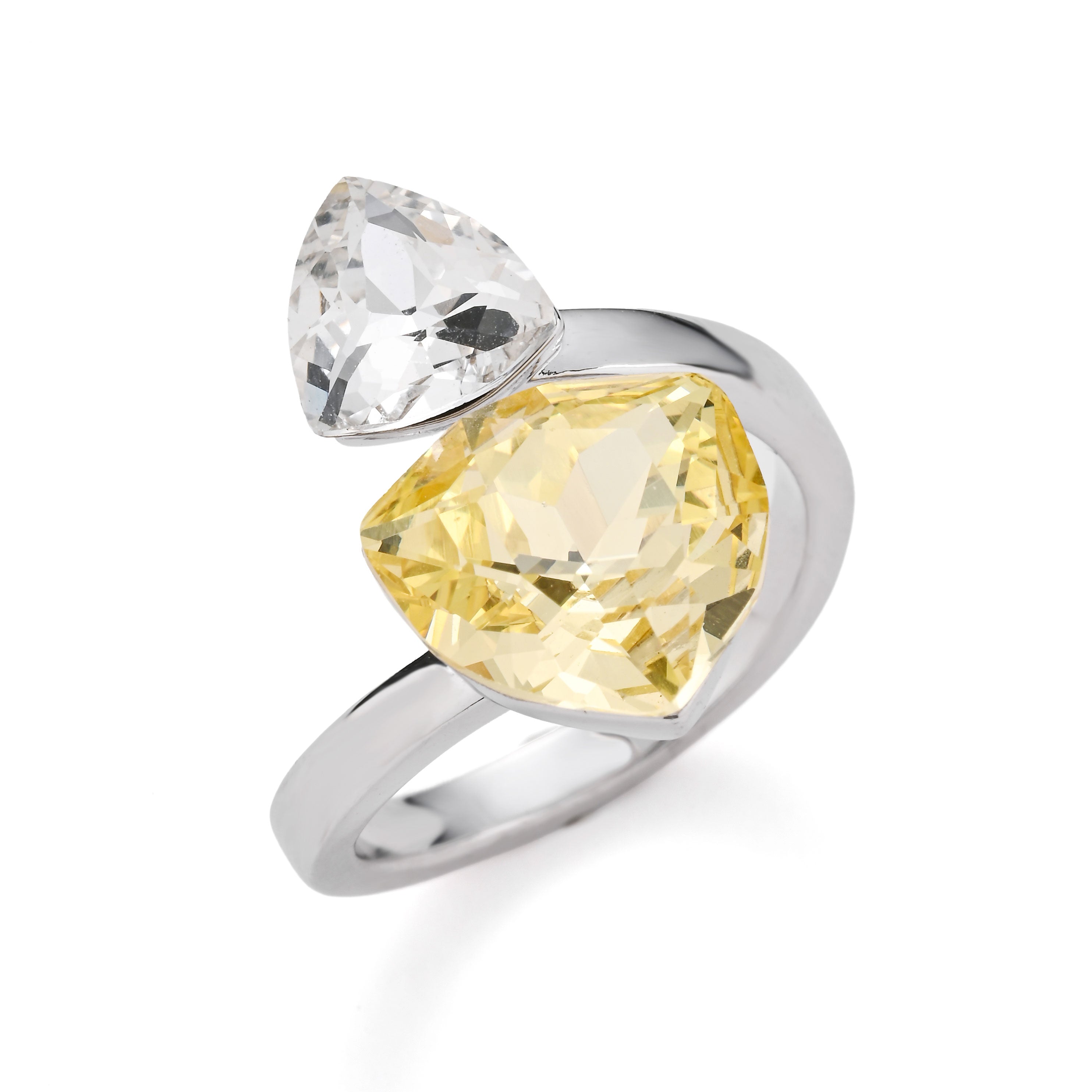 Anillo de cristal de corazón amarillo